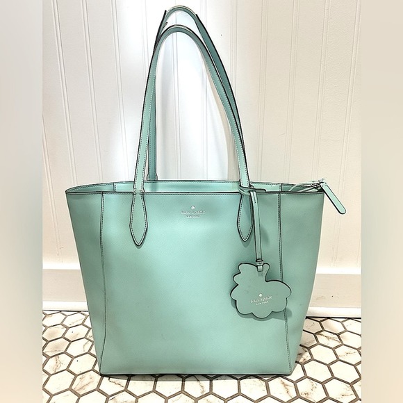 kate spade Handbags - Kate Spade Grain Leather Patrice Tote Aqua Bloom